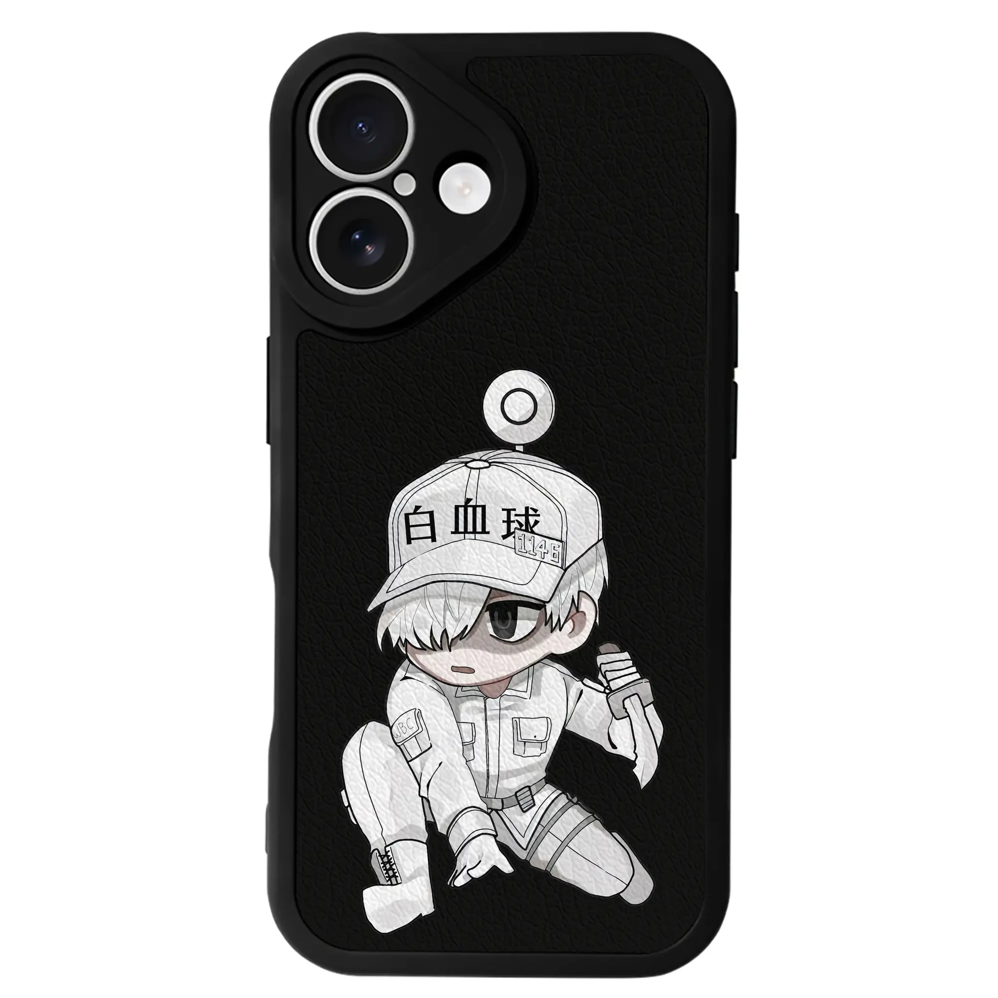 はたらく細胞 グッズ,白血球 - IPhone 16シリーズ対応 ・ シリコンスマホケース ・ レザー調 ・ 高精度フィット ・ 耐衝撃 ・ ワイヤレス充電対応 ・ 精密カット